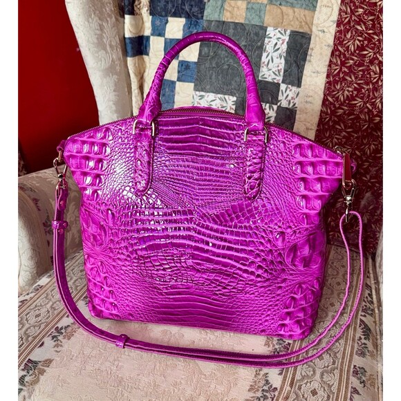 Brahmin DEEP FUSCHIA Large Duxbury Satchel w/ Veronica Wallet FIRM PRICE - Picture 2 of 5